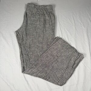 New York & Company large Grey Linen Blend Wide Leg Drawstring Cargo Pants office